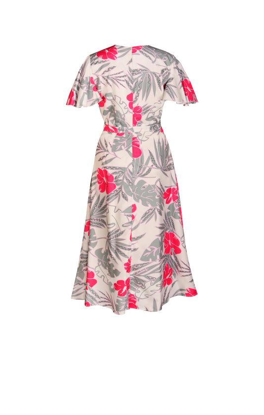 Vestido Estampado Gris con Rosa