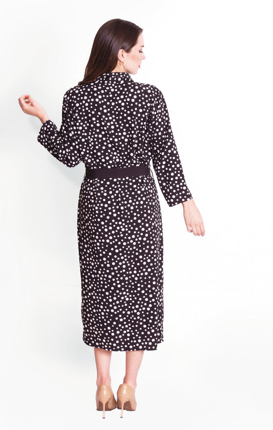 Vestido camisero estampado en lunares