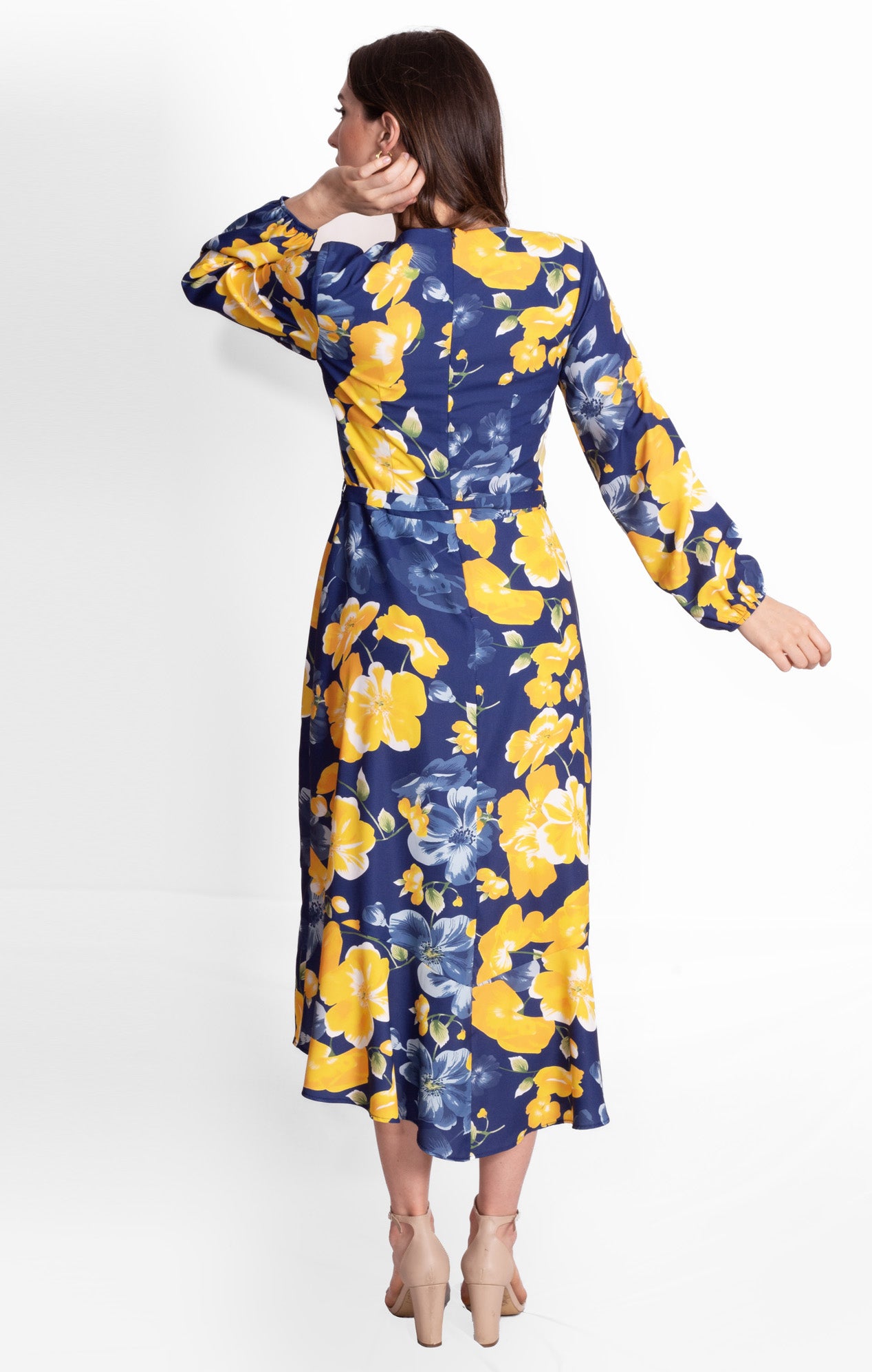 Vestido Estampado Floral Azul con amarillo