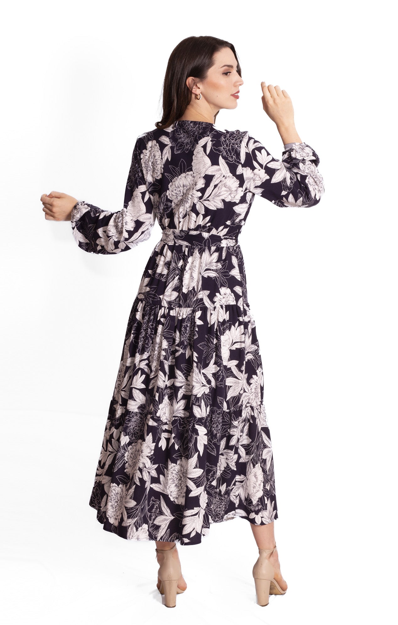 Vestido campesino estampado floral marino