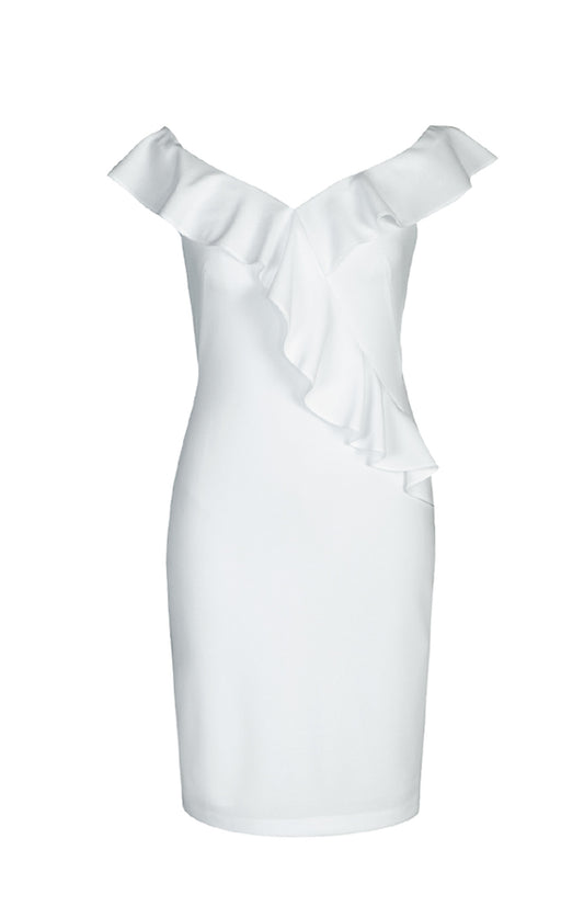 Vestido Bardot Blanco con escarolas