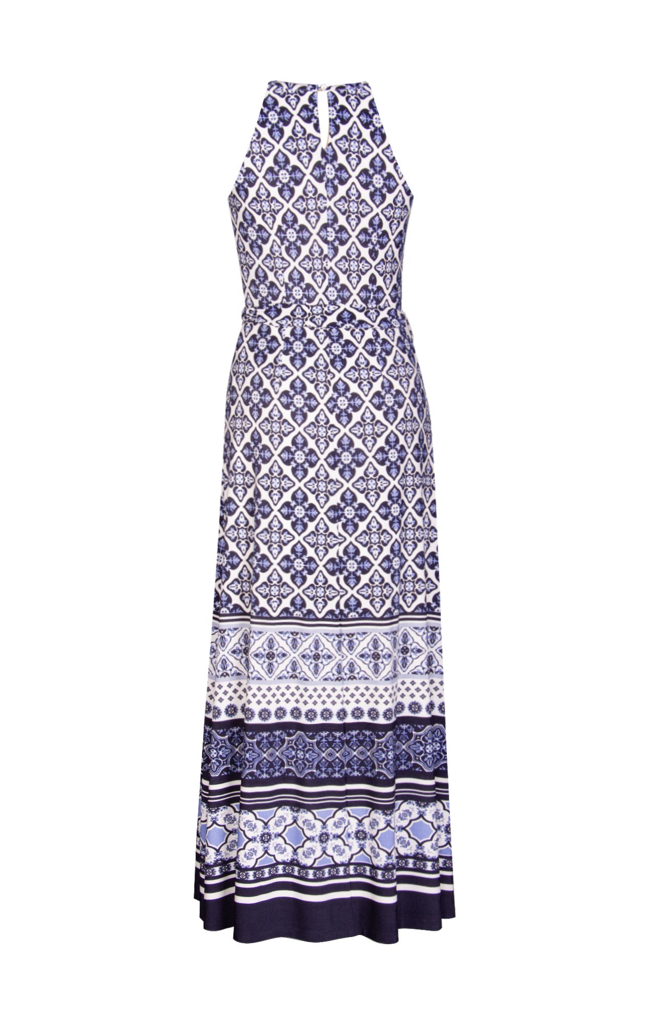 Vestido Halter Maxi Estampado Azul