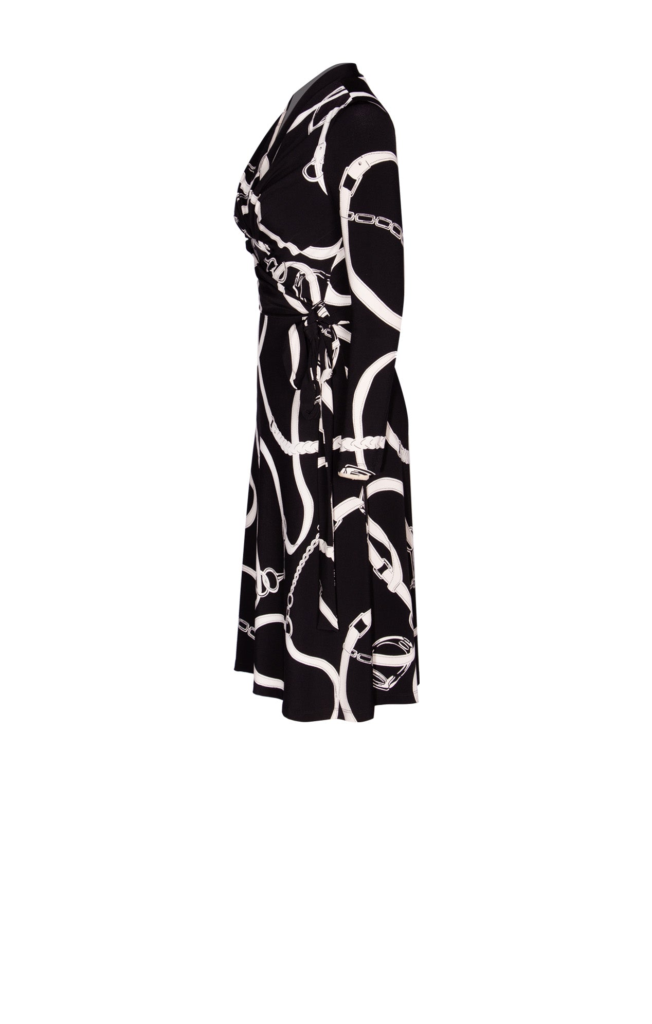Vestido Estampado Cintas Blanco y Negro