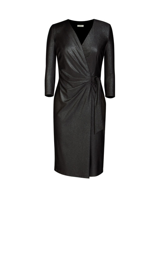 Vestido Negro Brillante Envolvente
