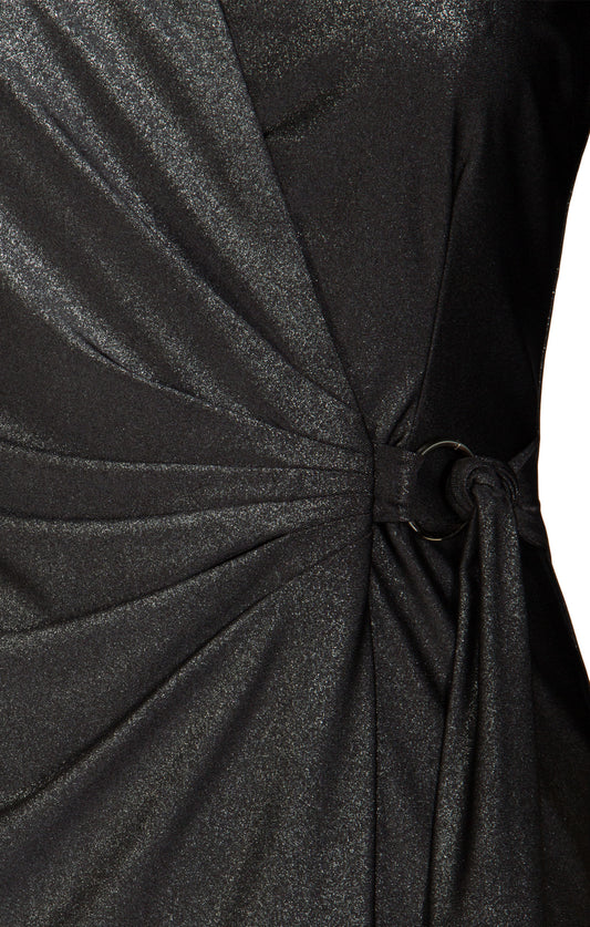 Vestido Negro Brillante Envolvente