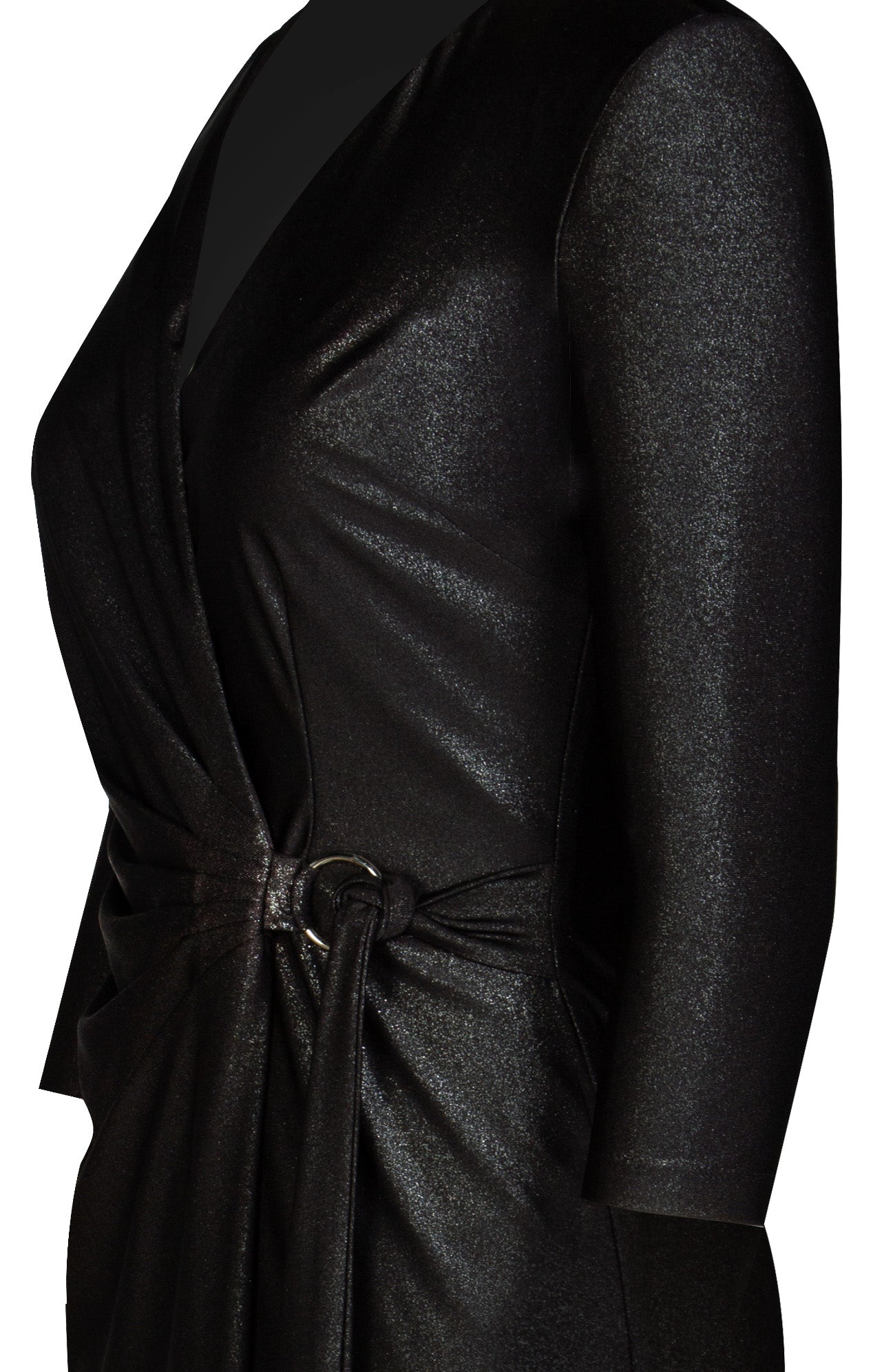 Vestido Negro Brillante Envolvente