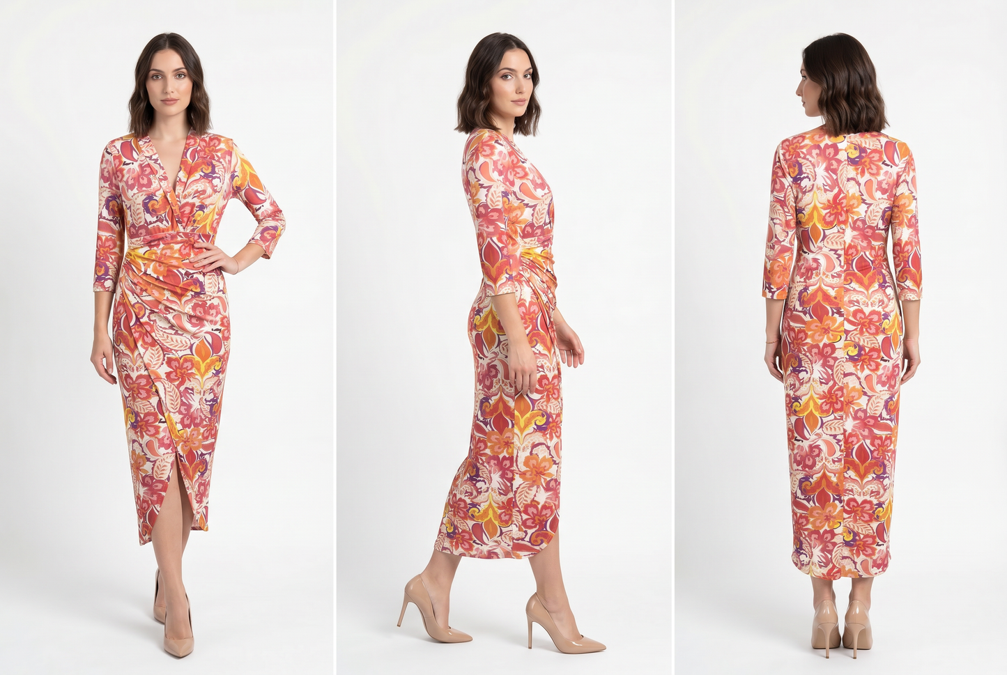 Vestido estampado de licra Coral / OUTLET