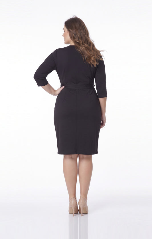 Vestido de licra Negro Envolvente