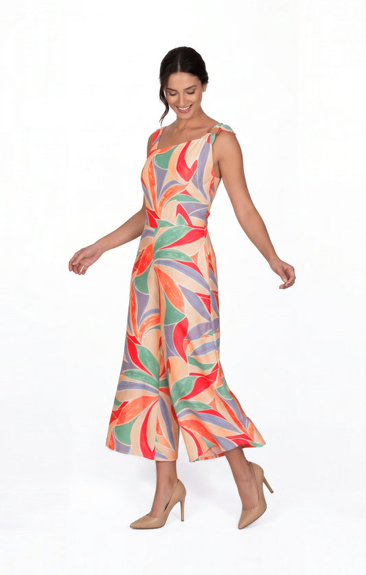 Jumpsuit / Palazzo Multicolor con argolla en tirante
