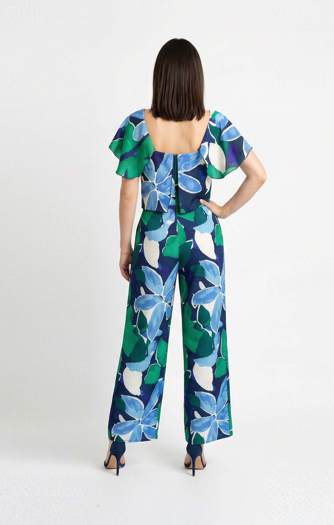 Jumpsuit / Palazzo Macro estampado azul.