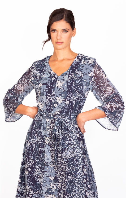 Vestido estampado flores azul