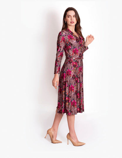 Vestido de licra Floral talle cruzado