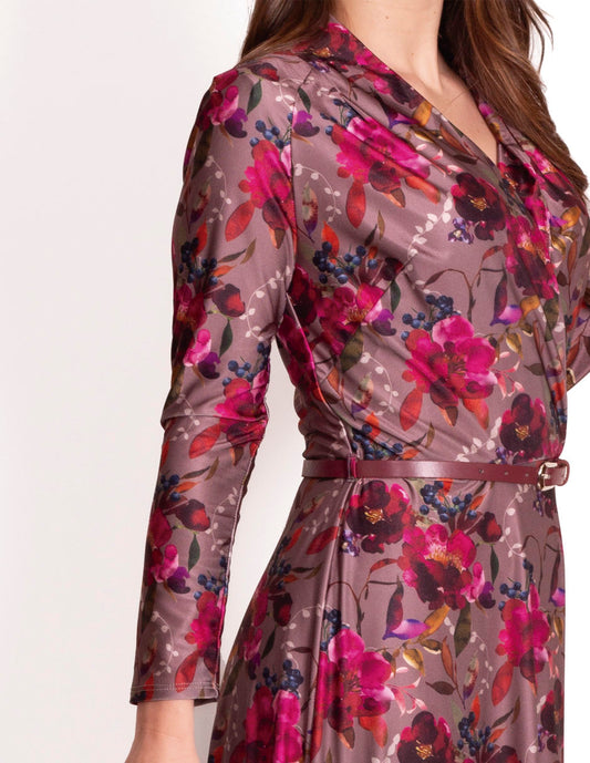 Vestido de licra Floral talle cruzado