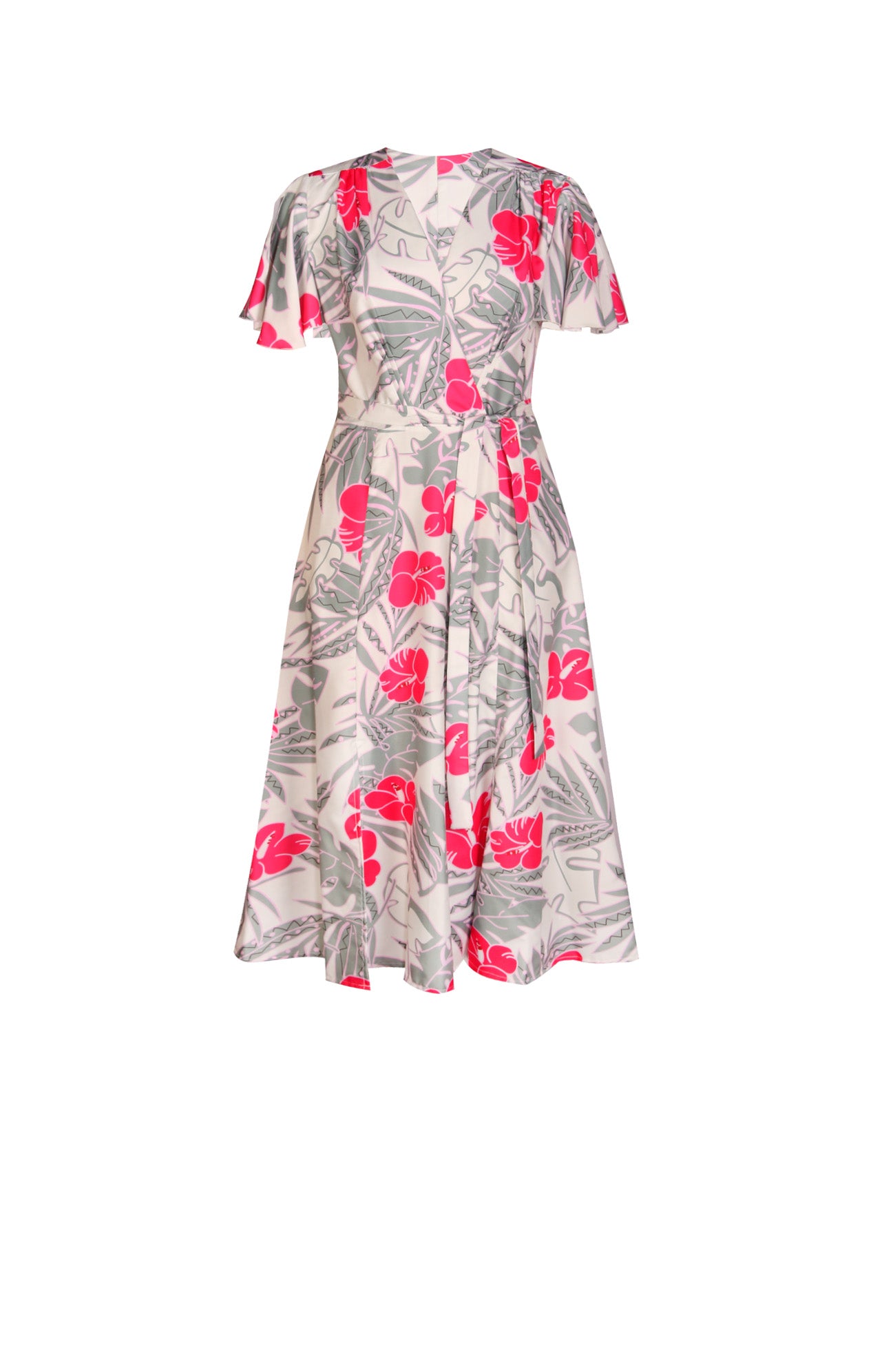 Vestido Estampado Gris con Rosa