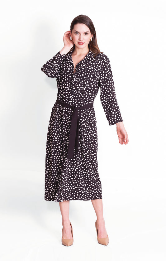 Vestido camisero estampado en lunares