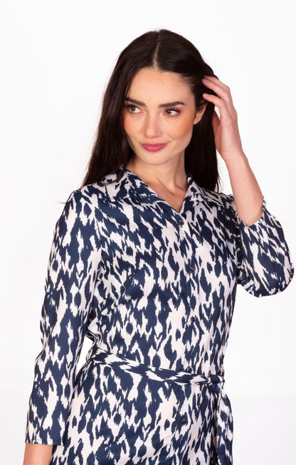 Vestido camisero azul y blanco