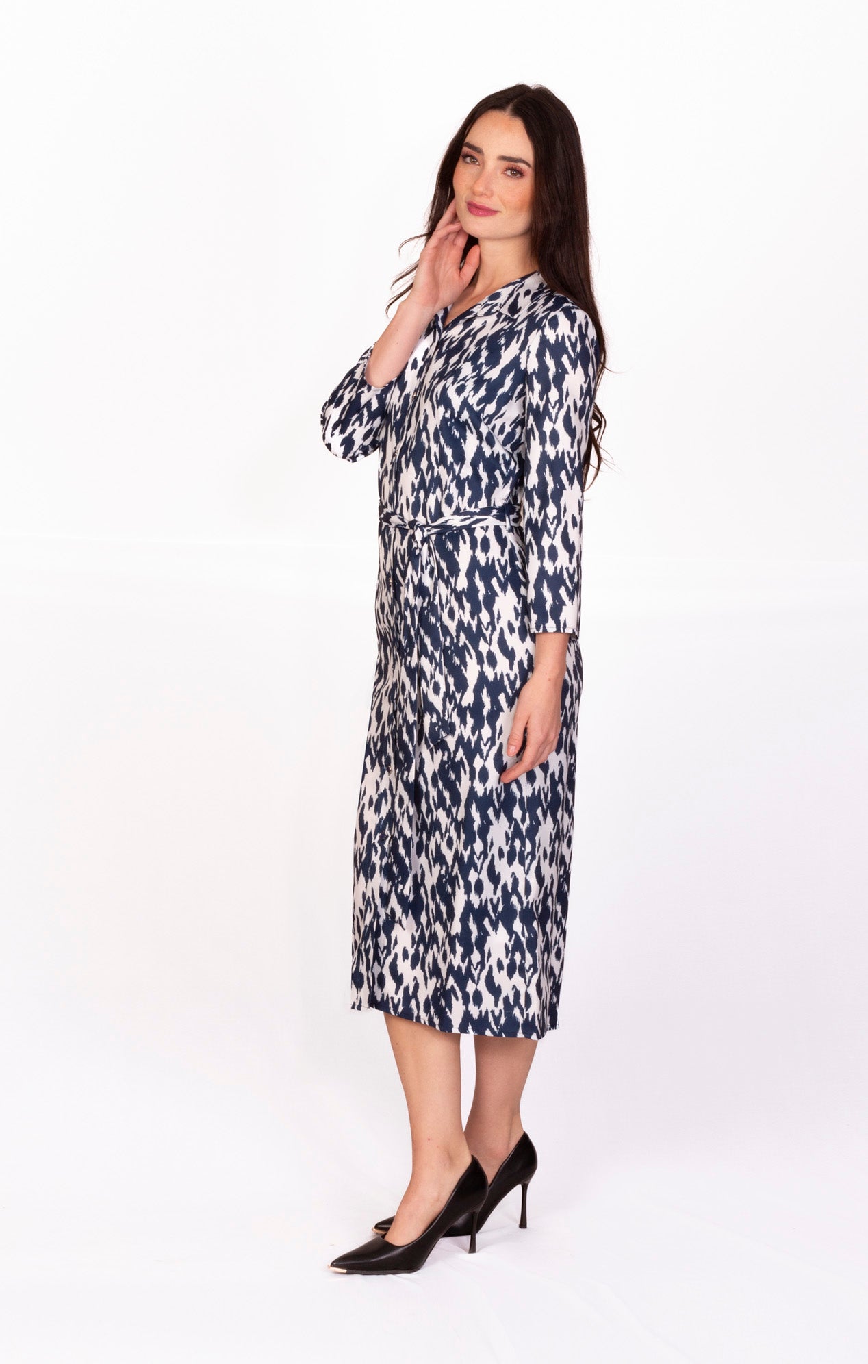 Vestido camisero azul y blanco