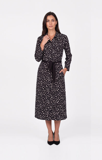 Vestido camisero estampado en lunares