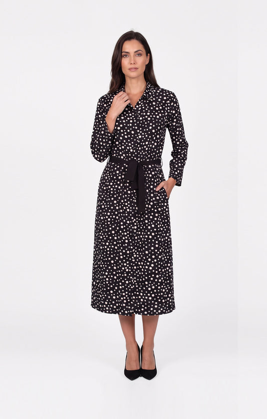 Vestido camisero estampado en lunares