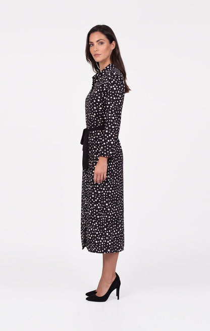 Vestido camisero estampado en lunares