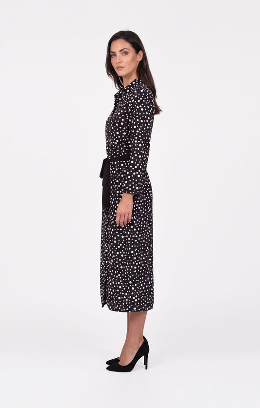 Vestido camisero estampado en lunares