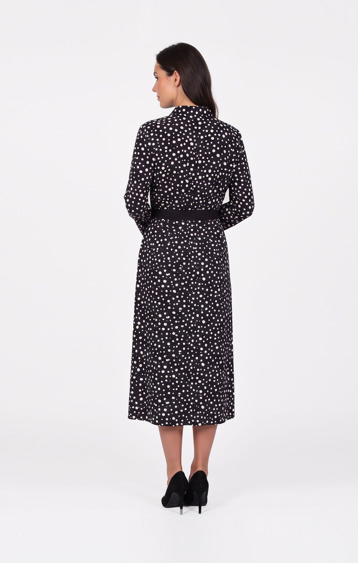Vestido camisero estampado en lunares