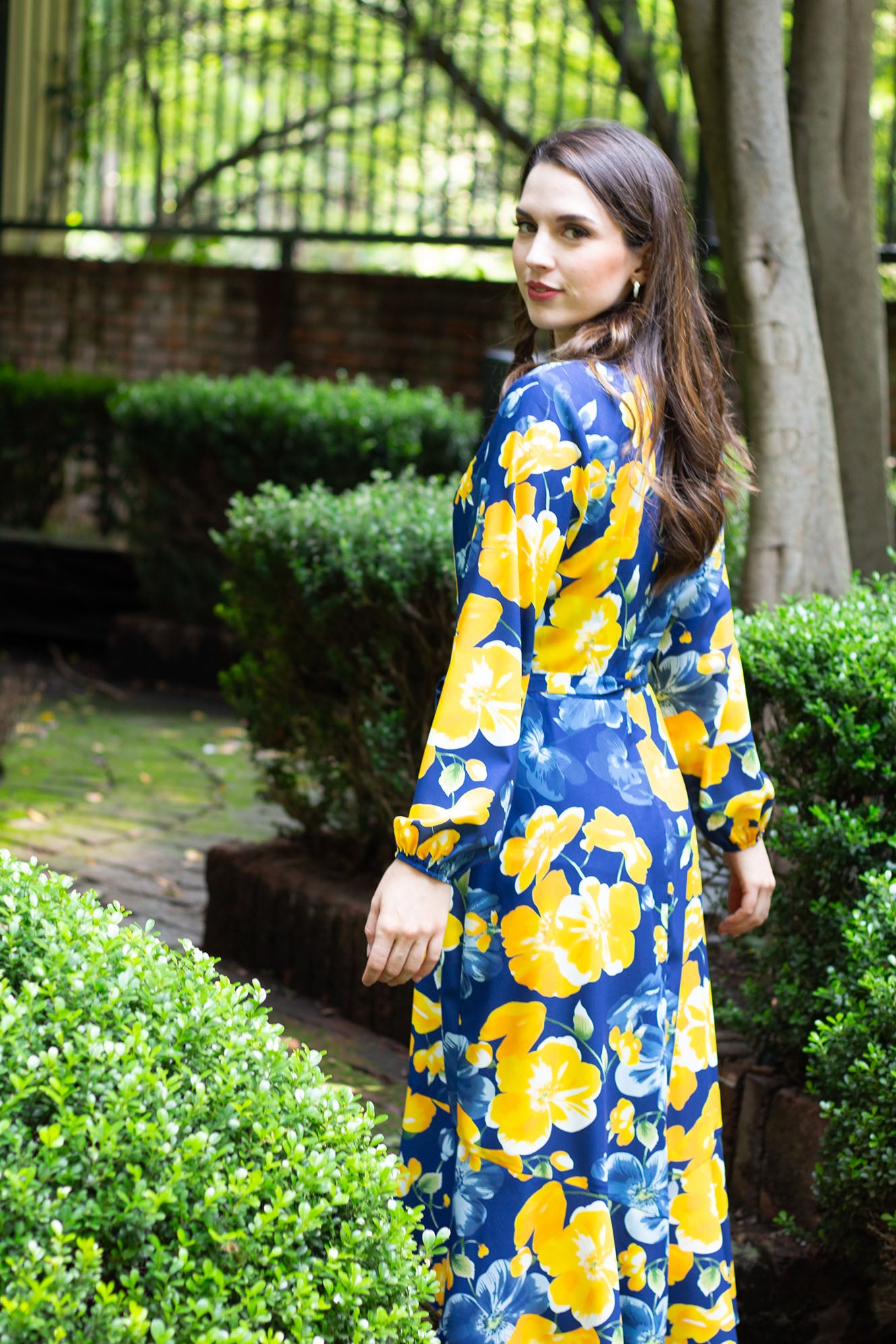 Vestido Estampado Floral Azul con amarillo