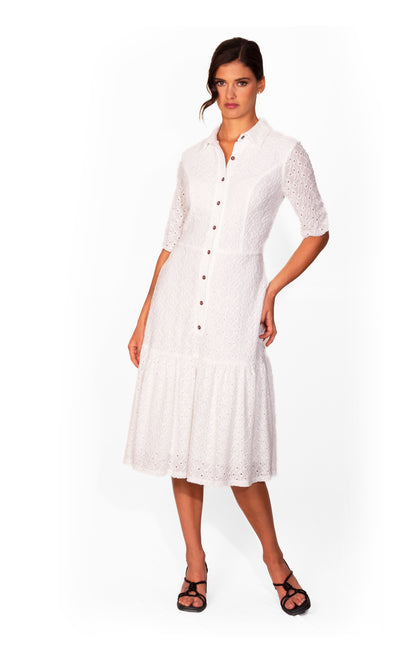 Vestido blanco estilo camisero