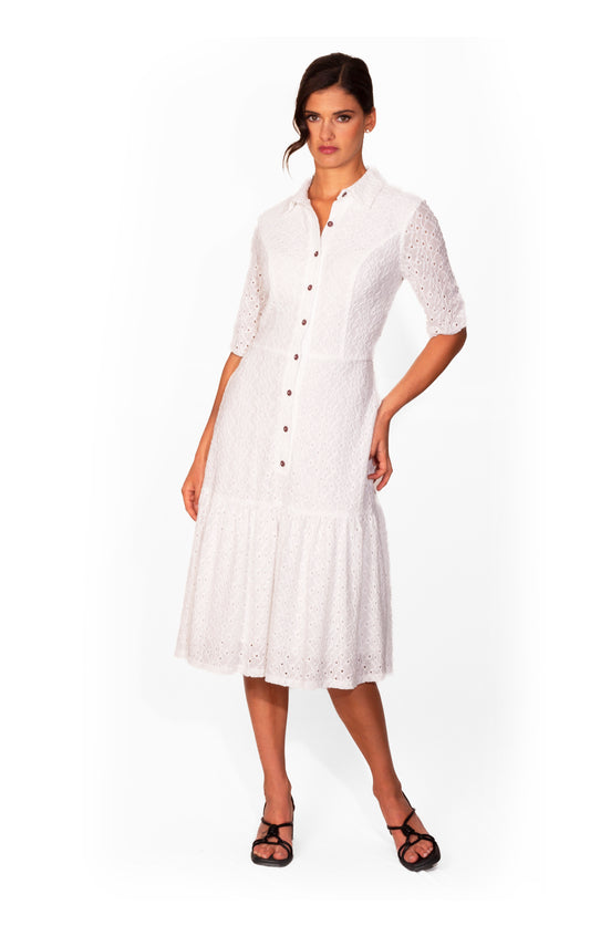 Vestido blanco estilo camisero