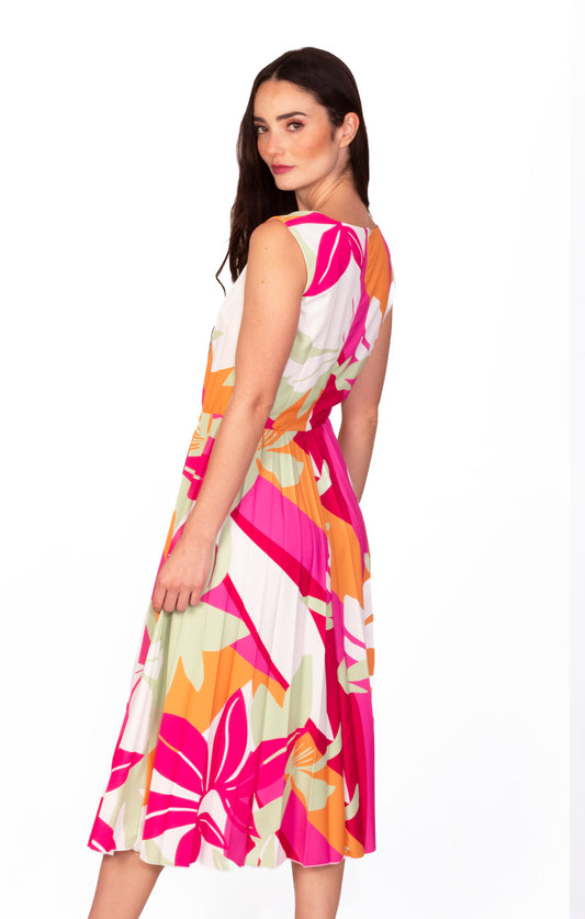 Vestido estampando hojas mulicolor