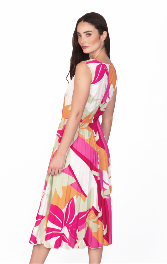 Vestido estampando hojas mulicolor