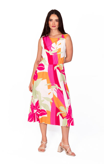 Vestido estampando hojas mulicolor