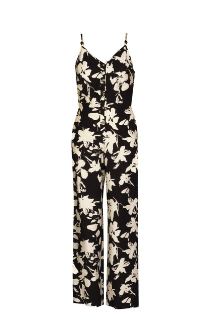 Jumpsuit estampado floral de tirantes negro