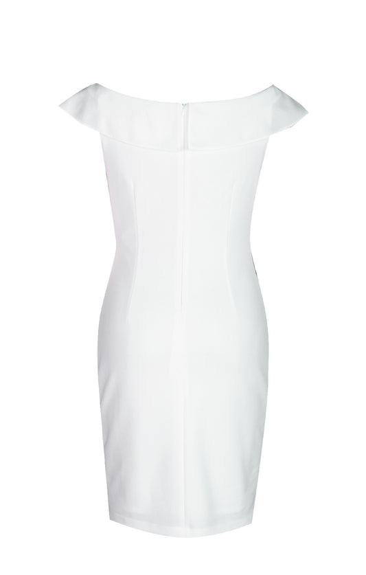 Vestido Bardot Blanco con escarolas