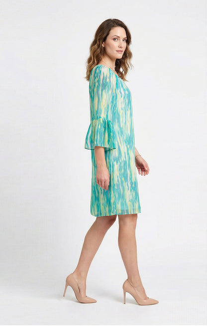 Vestido de chifón estampado en Verde Agua
