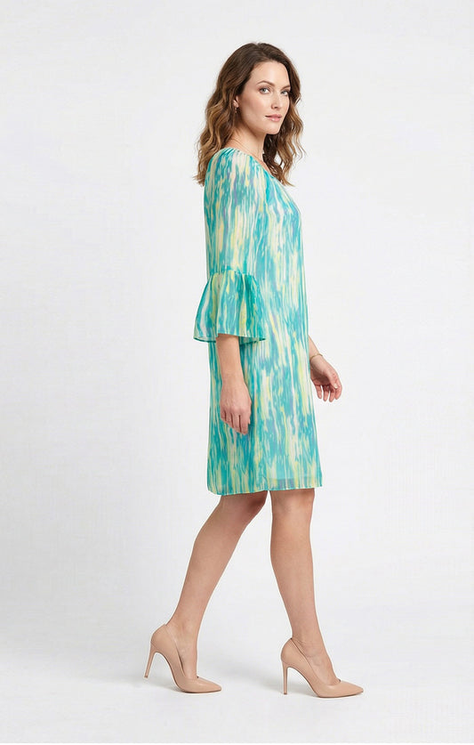 Vestido de chifón estampado en Verde Agua