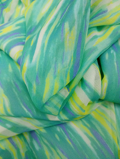 Vestido de chifón estampado en Verde Agua