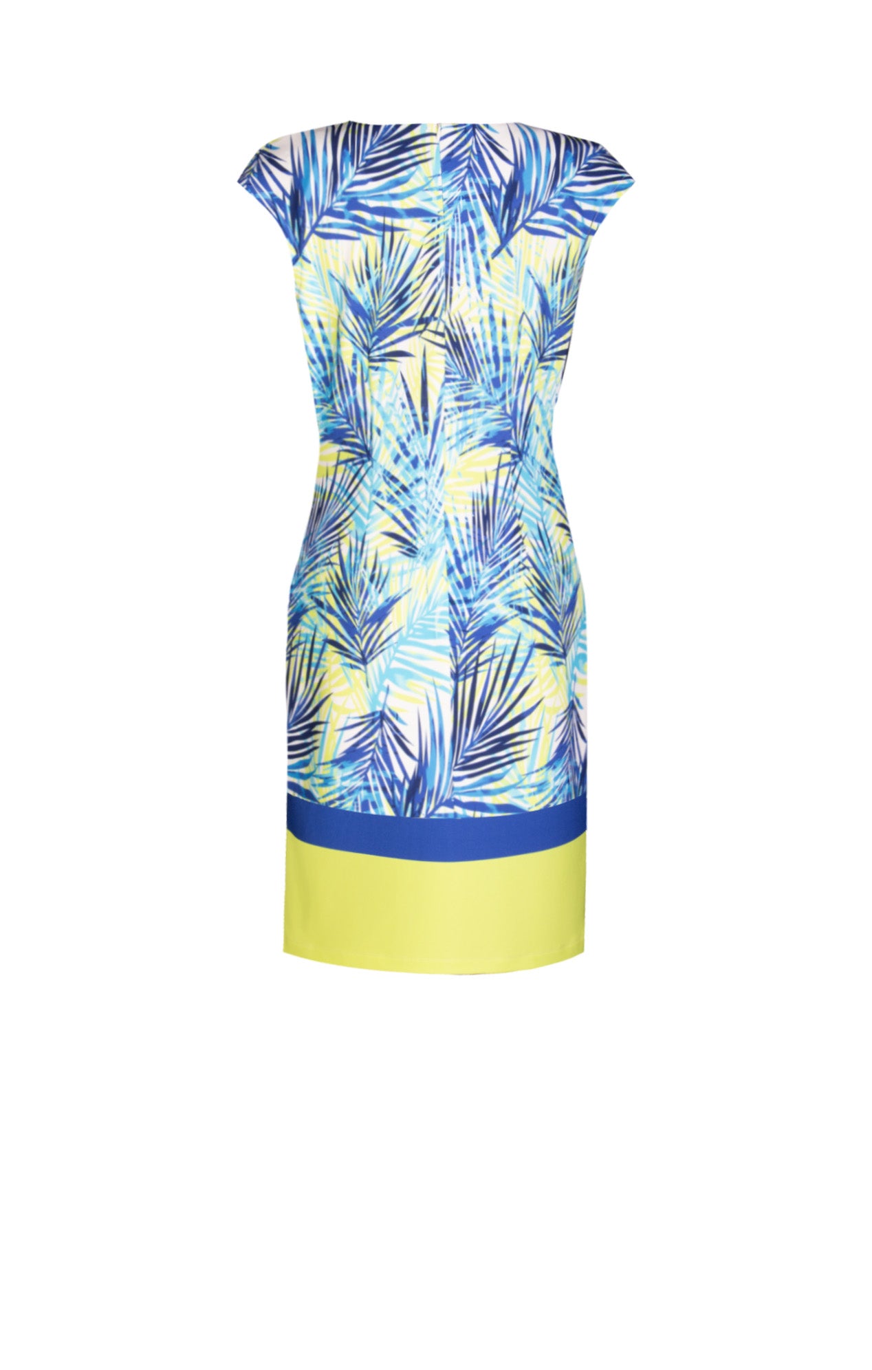 Vestido  Estampado de Palmas en cenefa Azul