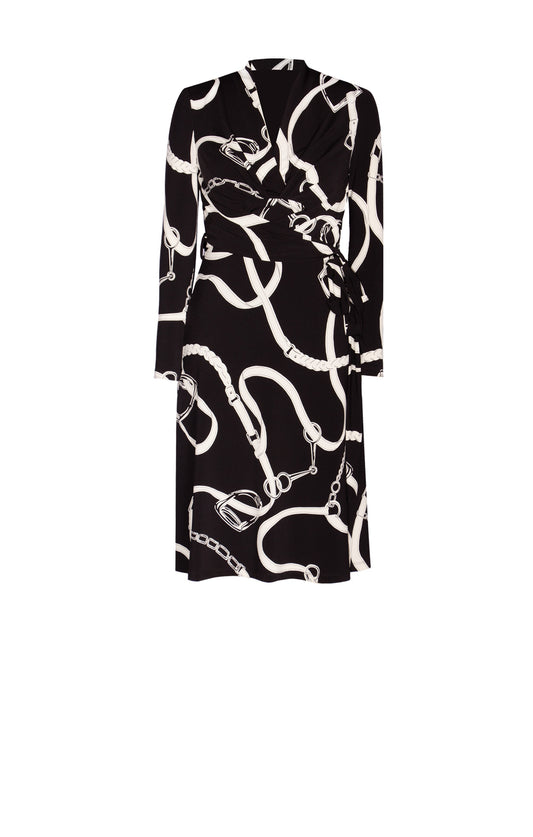 Vestido Estampado Cintas Blanco y Negro