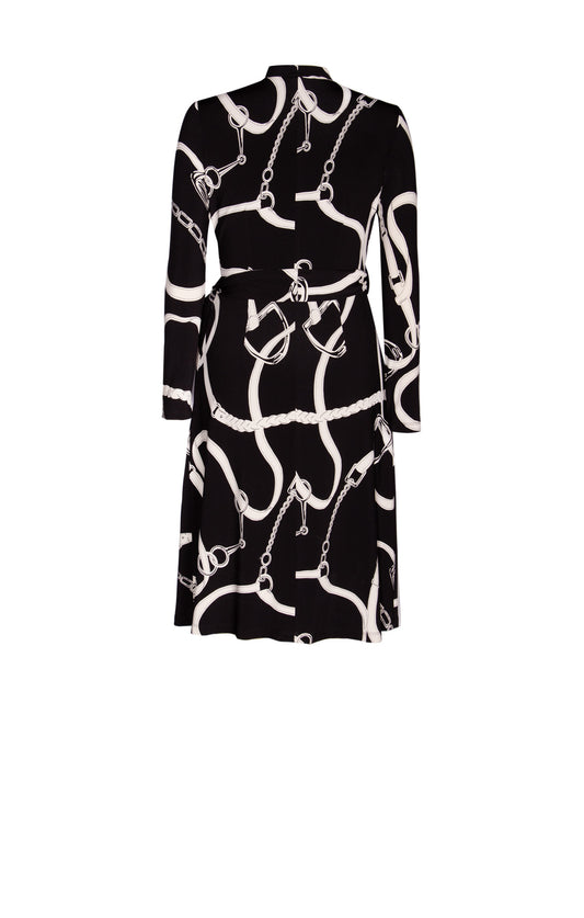 Vestido Estampado Cintas Blanco y Negro