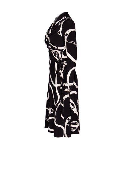 Vestido Estampado Cintas Blanco y Negro
