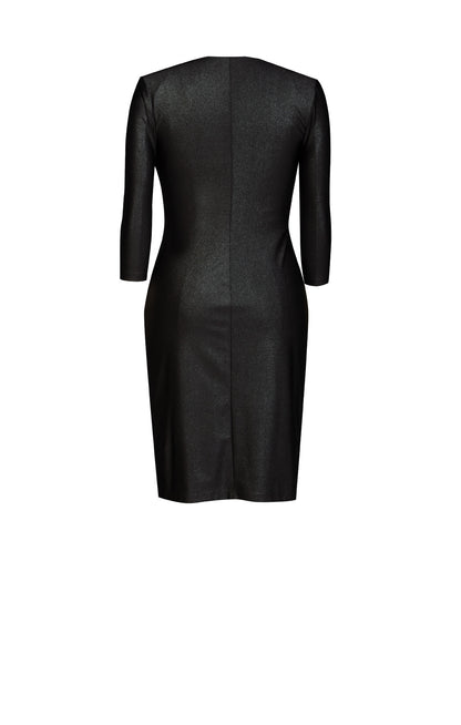 Vestido Negro Brillante Envolvente