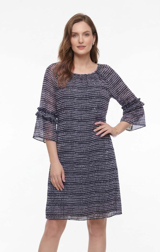 Vestido de chifón estampado Marino