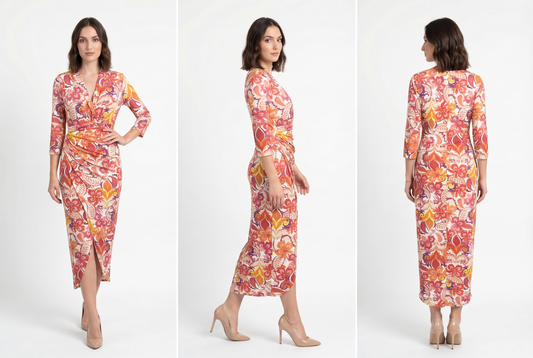 Vestido estampado de licra Coral / OUTLET
