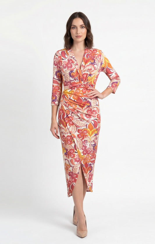 Vestido estampado de licra Coral / OUTLET