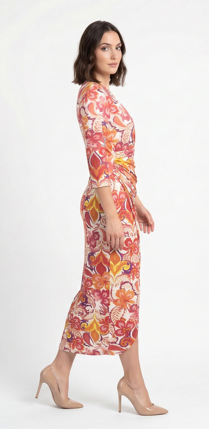 Vestido estampado de licra Coral / OUTLET