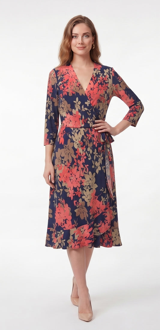 Vestido de licra estampado Marino envolvente / OUTLET