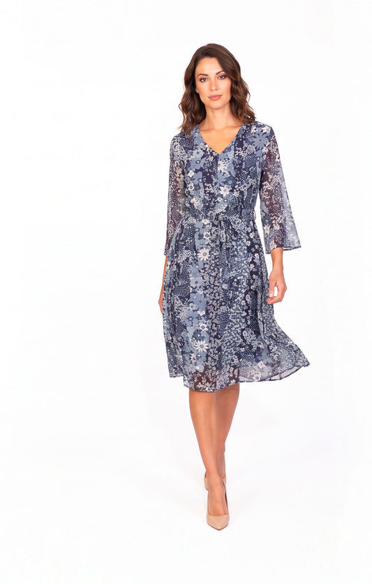 Vestido estampado flores azul