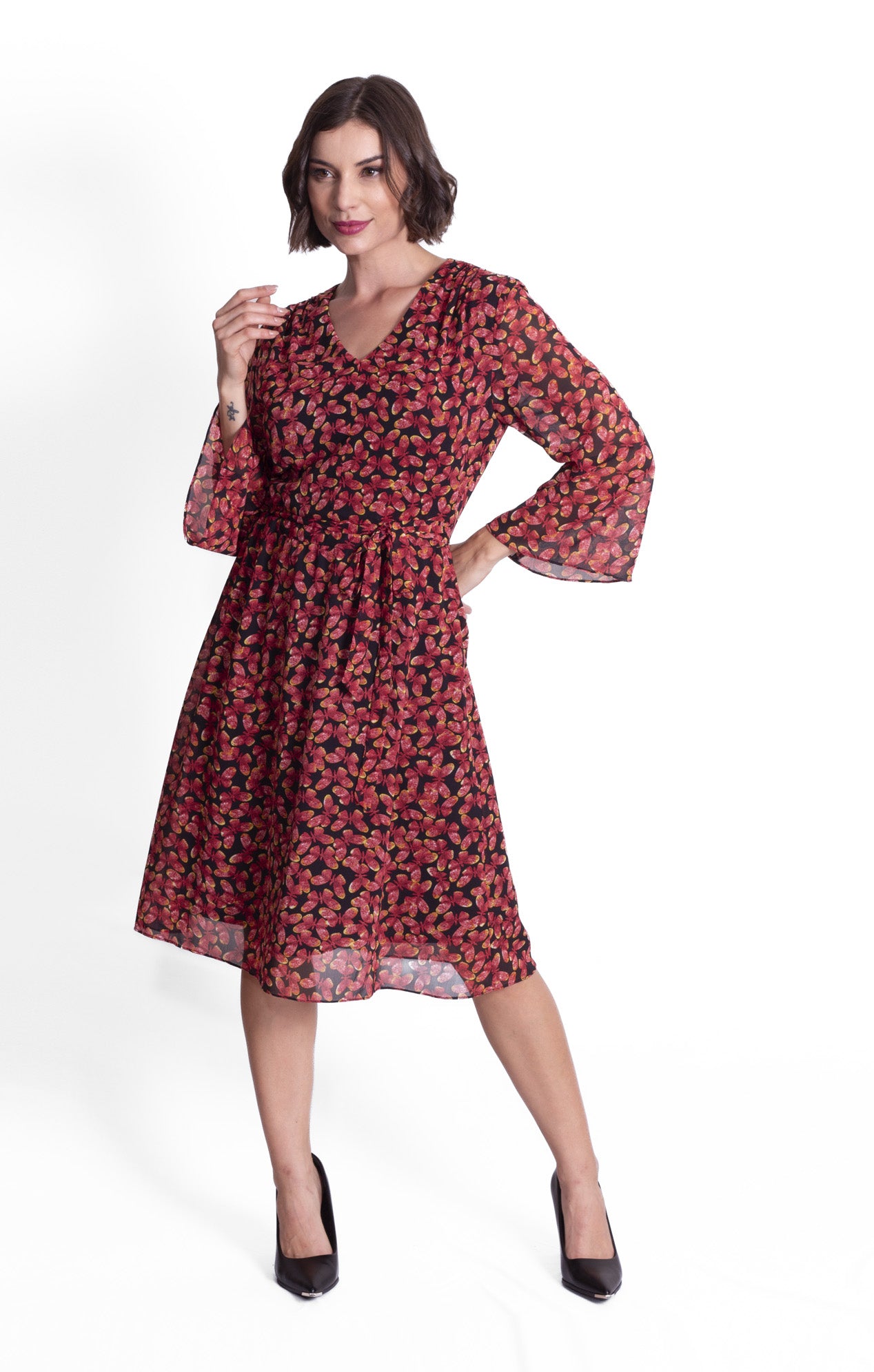 Vestido estampado Mariposas Negro