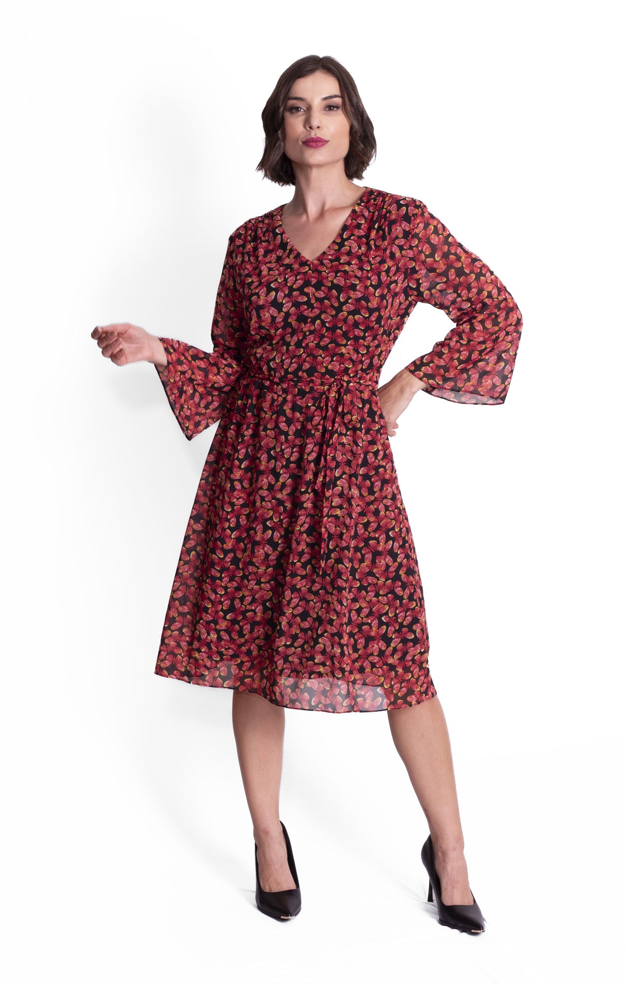 Vestido estampado Mariposas Negro